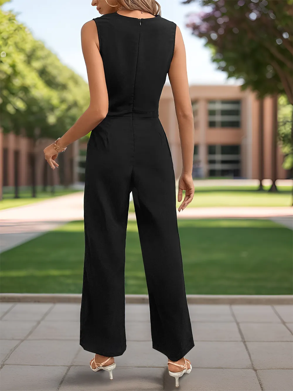 Sleeveless Jumpsuit with Pockets, image 3