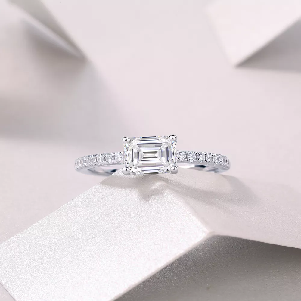 1 Carat 925 Sterling Silver Moissanite Geometric Ring, image 2