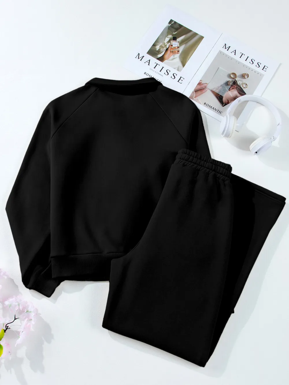 Collared Sweatshirt and High Waist Pants Active Set, image 16