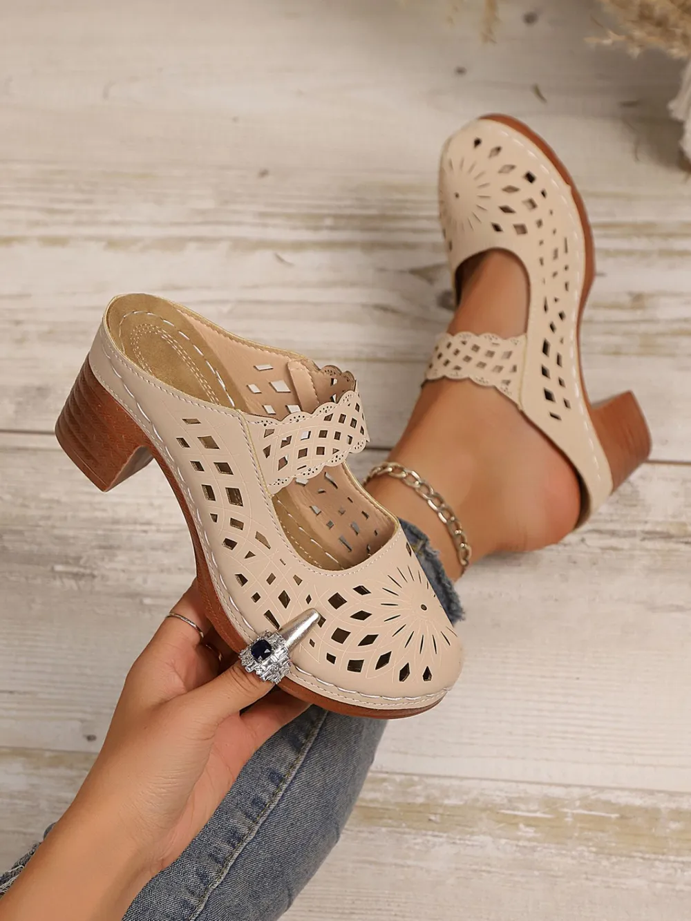 Cutout Block Heel Sandals, image 15