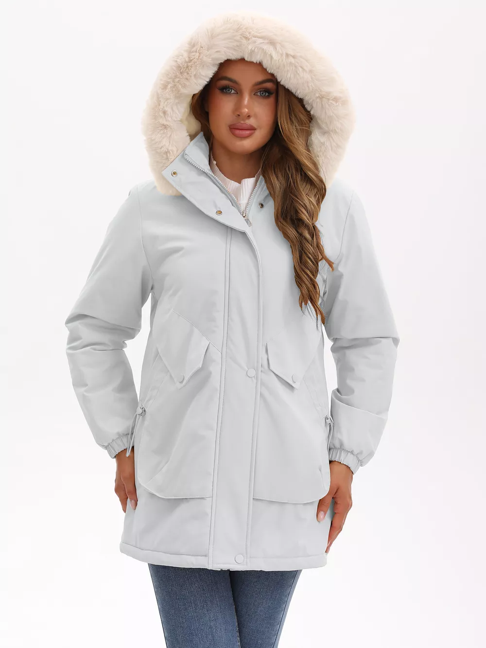 Full Size Fur Hooded Warm Winter Parka Outerwear Plus Size, image 23