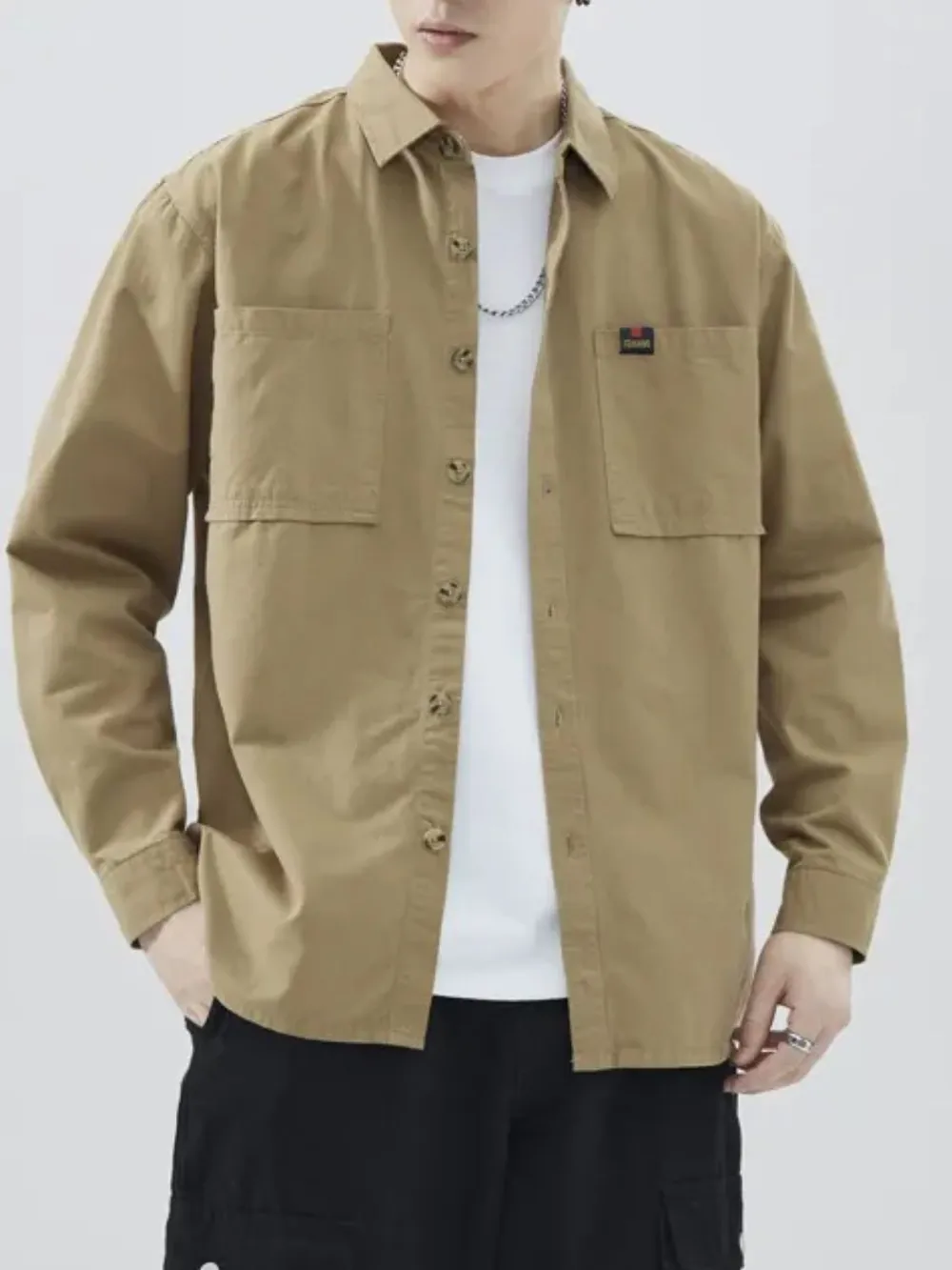 Men's Plus Size Button Down Shirt with Chest Pocket, image 2
