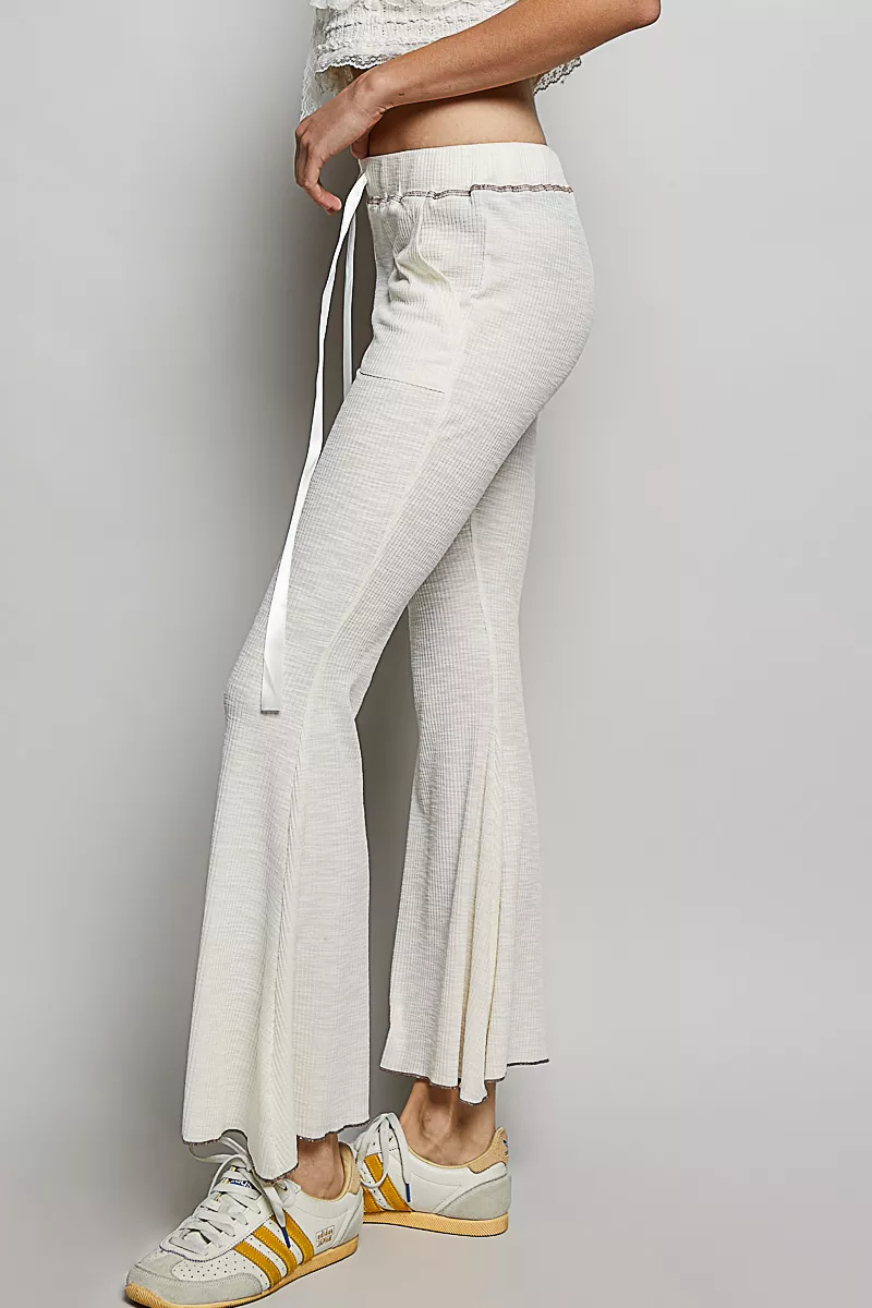 Drawstring Textured Ribbed Knit Pants, image 2