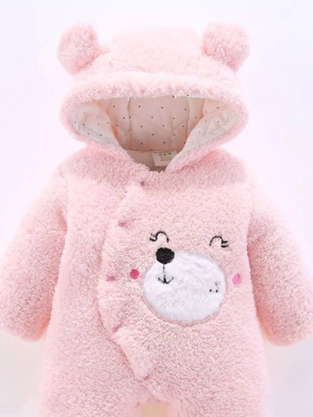 Children's Cute Bear Hooded Fleece One-Piece, image 2