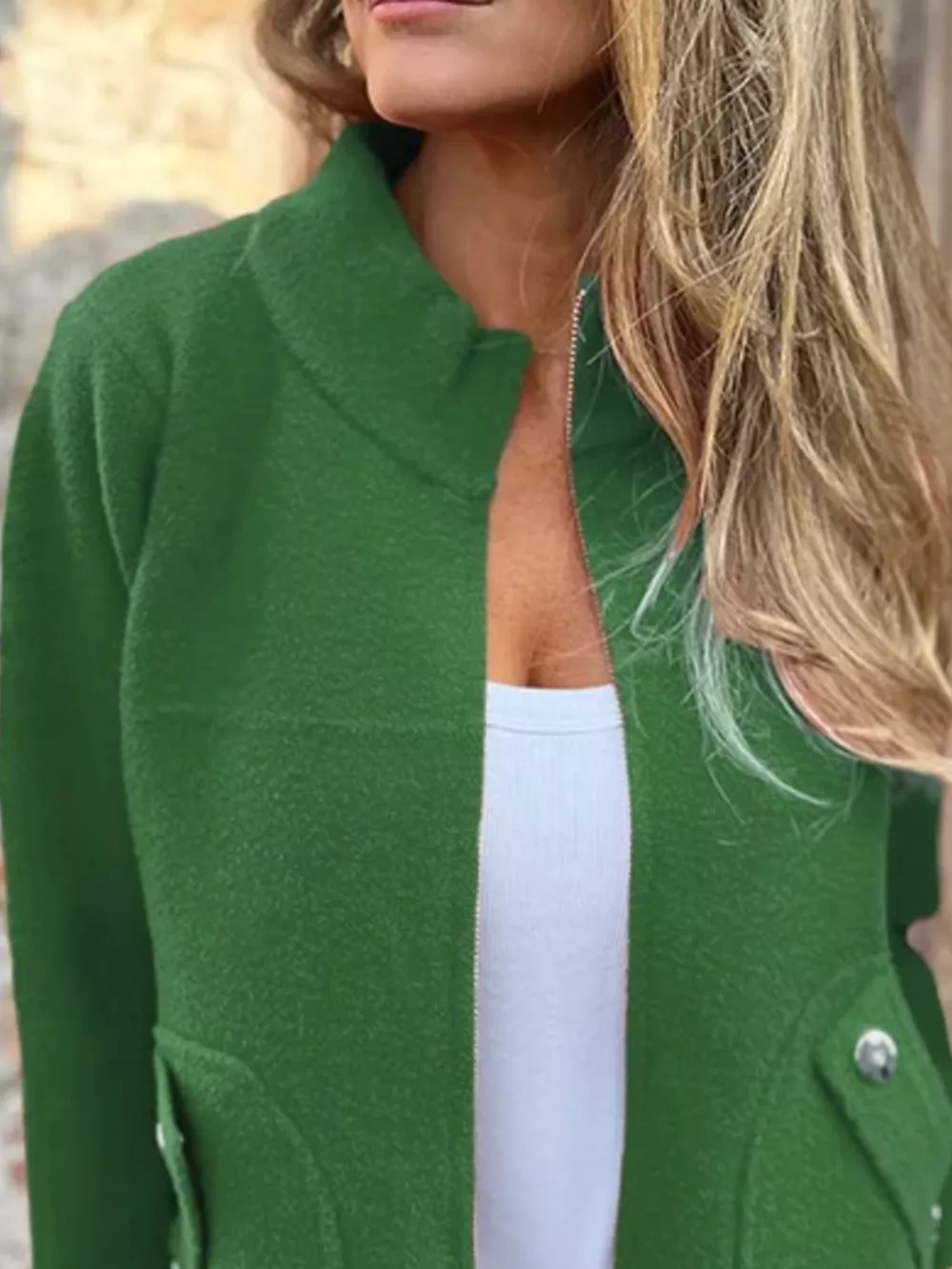 Full Size Textured Knit Zip Up Outerwear Plus Size, image 23