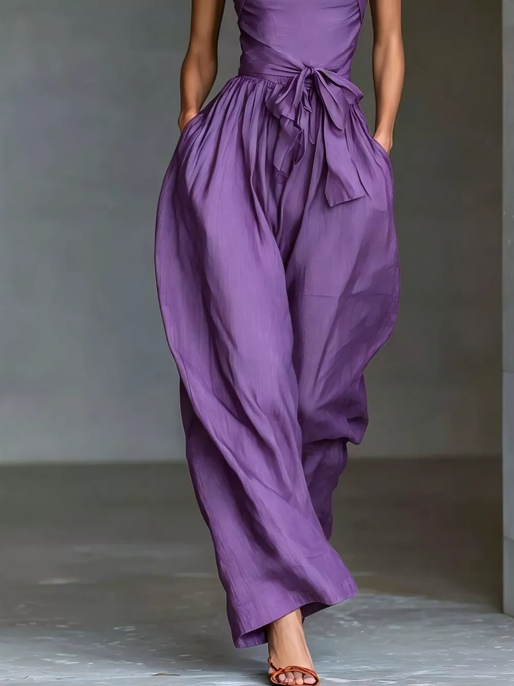 Halter Neck Wide-Leg Jumpsuit with Waist-Tie Detail, image 25
