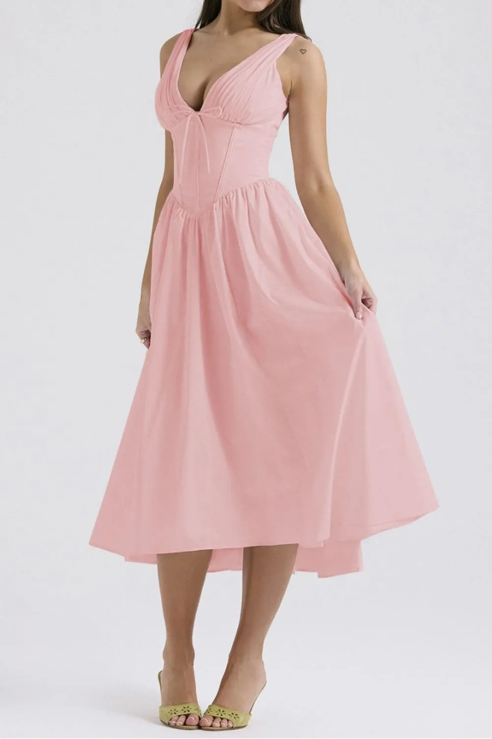 Ruched V-Neck Sleeveless Dress with Pockets, image 11