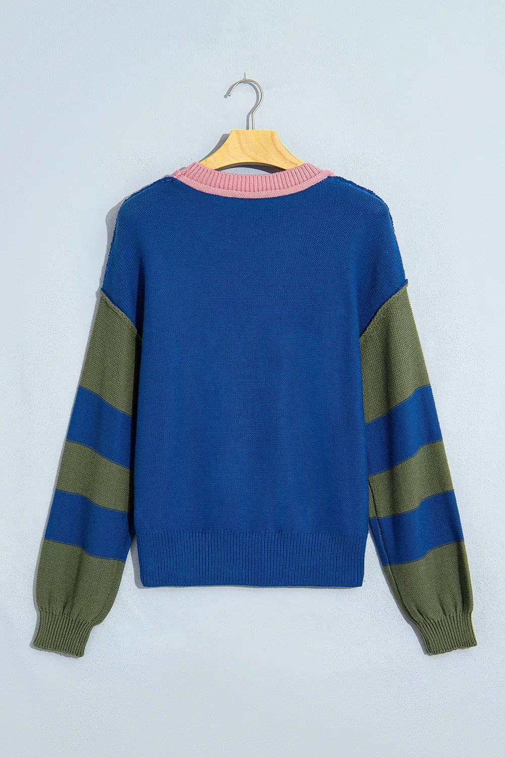 Multicolour Western Colorblock Patchwork Striped Long Sleeve Sweater, image 8