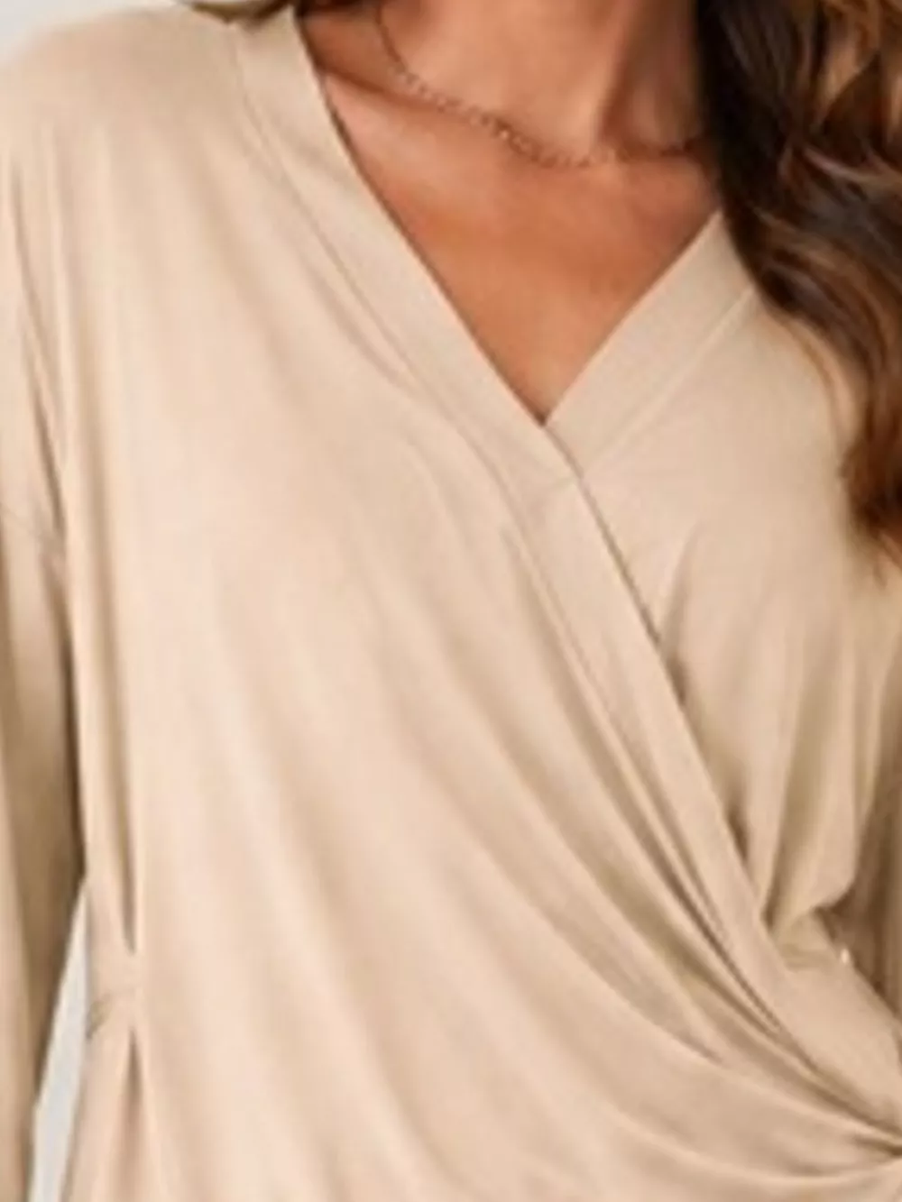 Long Sleeve Wrap T-Shirt with Side Knot Detail, image 5