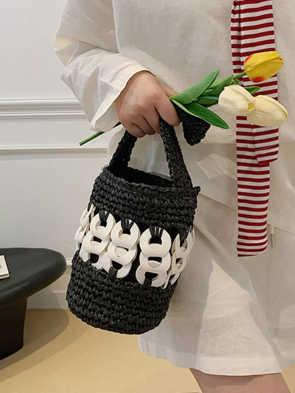 Woven Bucket Handbag, image 2