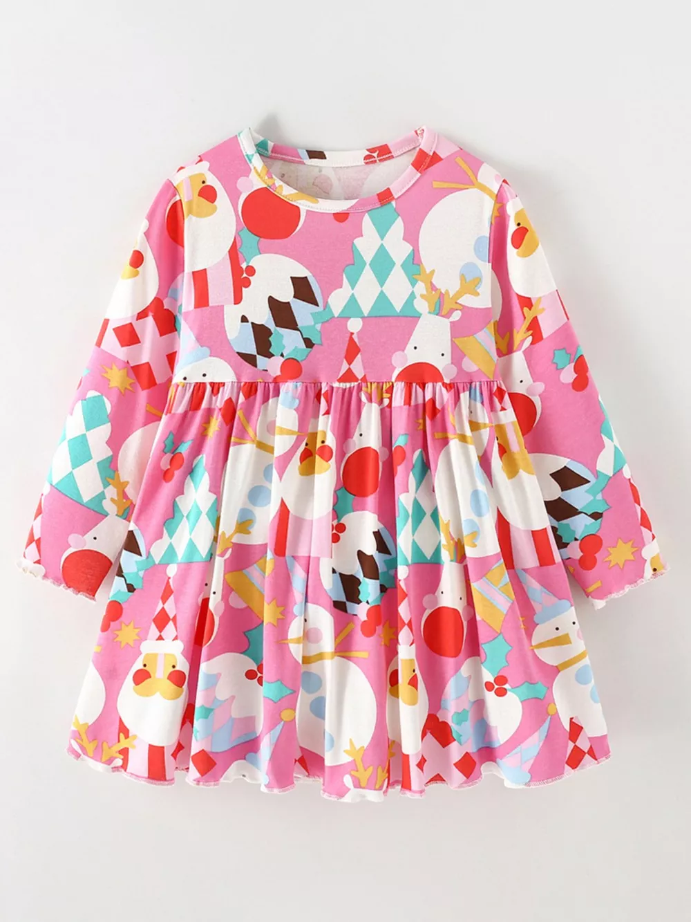 Children's Christmas Print Long-Sleeve A-Line Dress, image 2