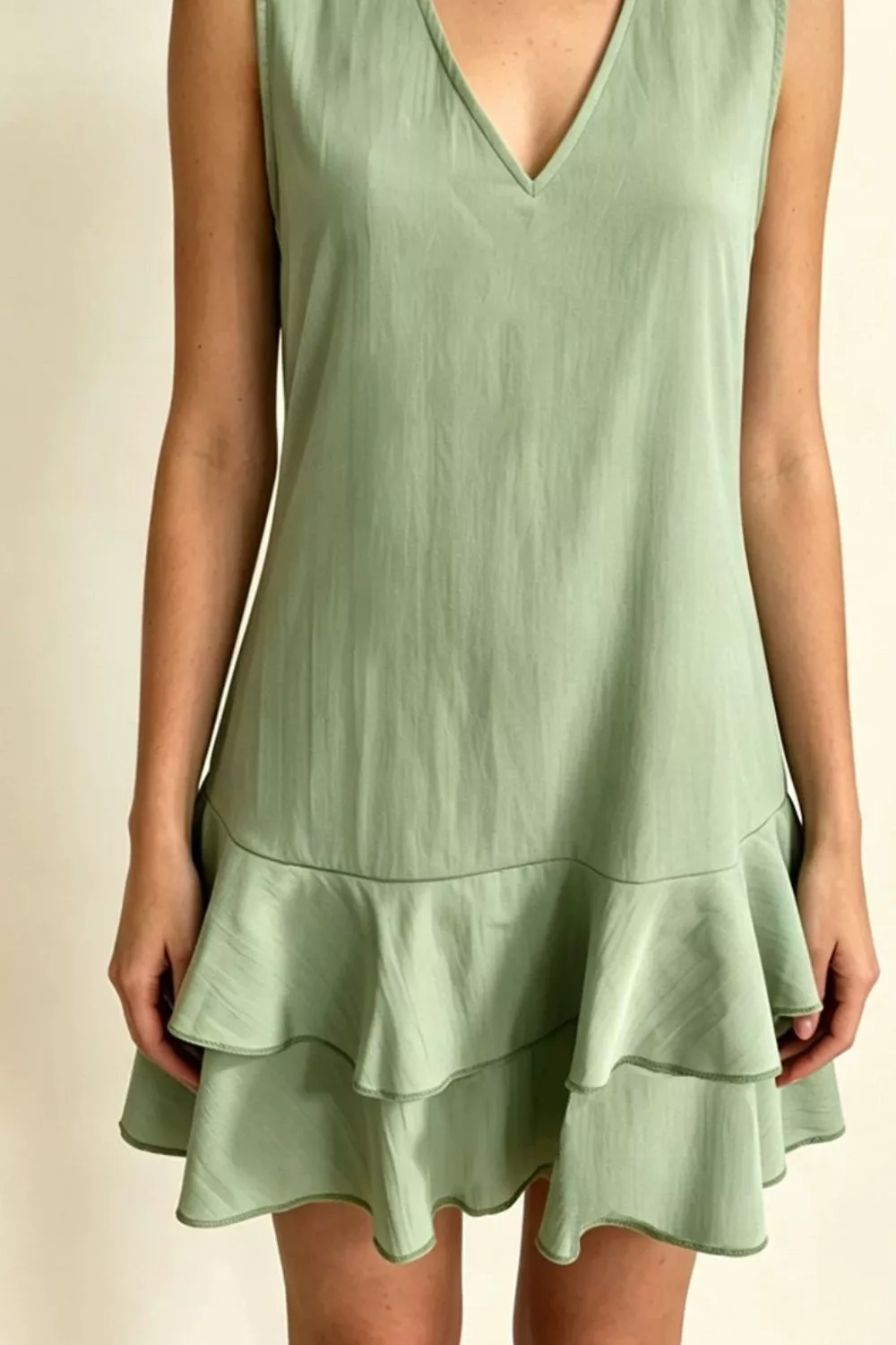 Full Size Sleeveless V-Neck Ruffle Hem Mini Dress Plus Size, image 6