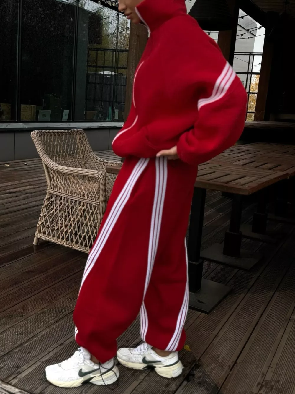 Contrast Striped Zip Up Top and Pants Set, image 17