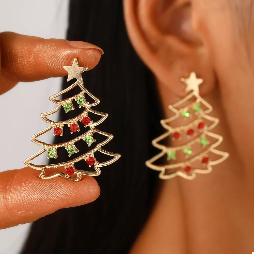 18K Gold-Plated Christmas Tree Earrings, image 9