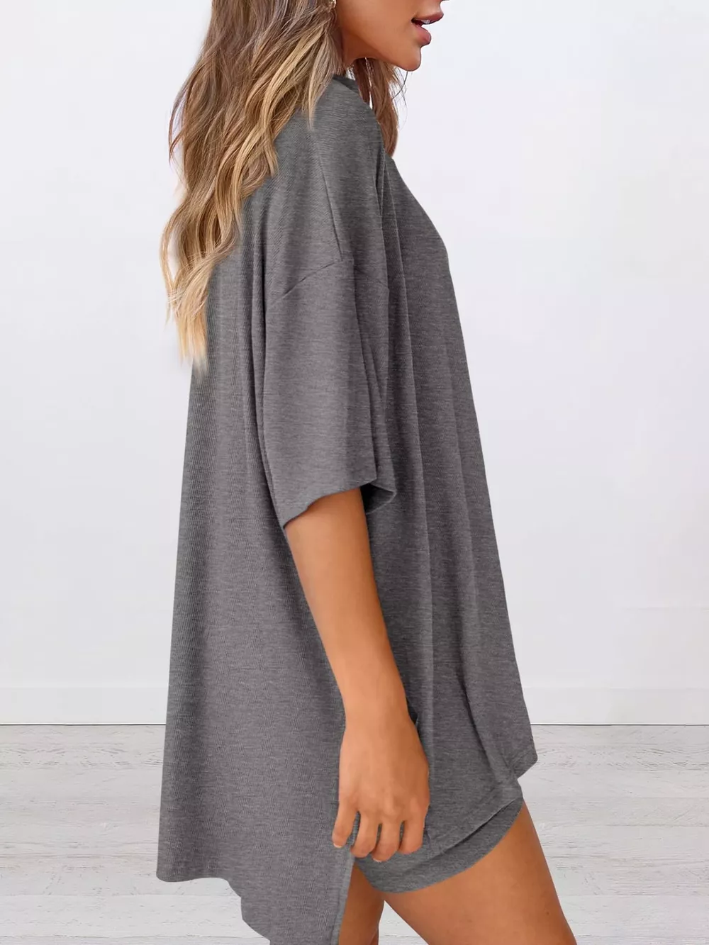 Full Size Relaxed Fit Round Neck Top and Shorts Two-Piece Set Plus Size, image 14