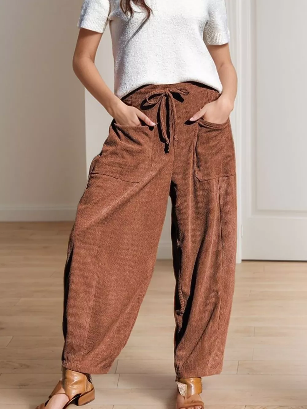 Casual Corduroy Wide Leg Pants with Pockets, image 11