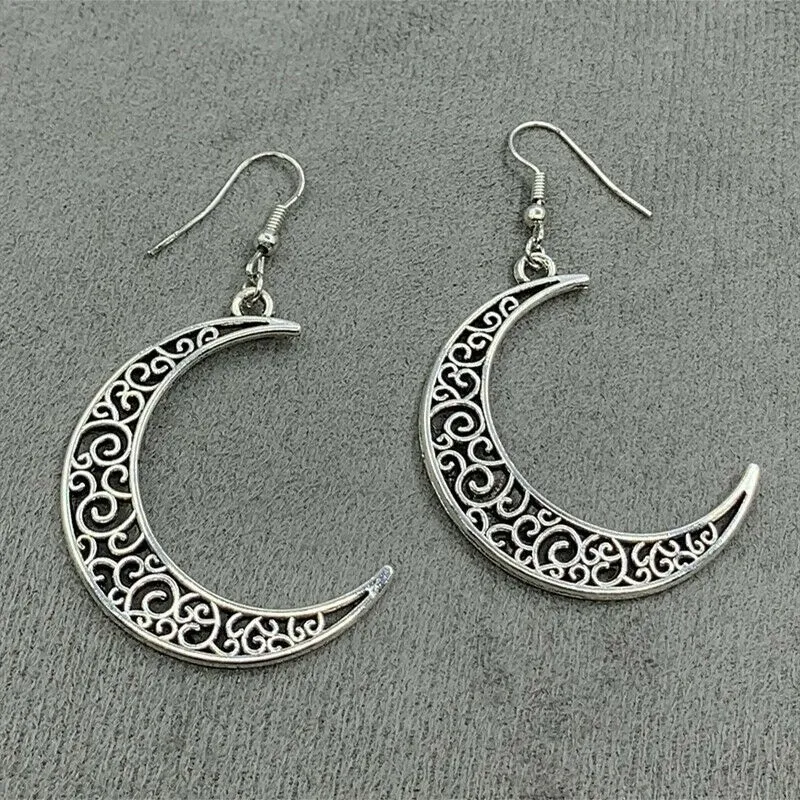 Alloy Cutout Moon Earrings, image 2