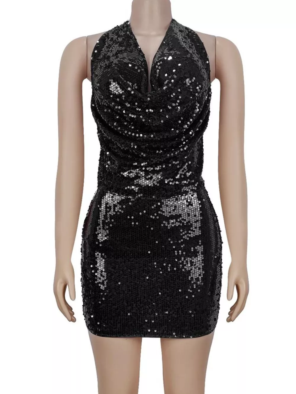 Sequin Halter Neck Crop Top and Mini Skirt Two-Piece Set, image 3