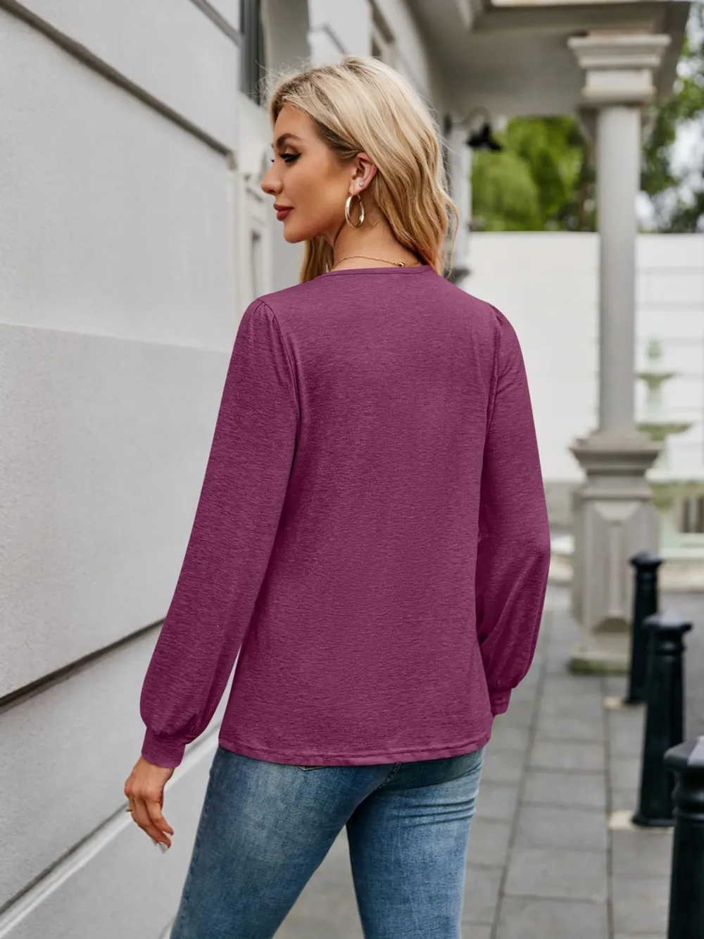 V-Neck Long Sleeve T-Shirt, image 7