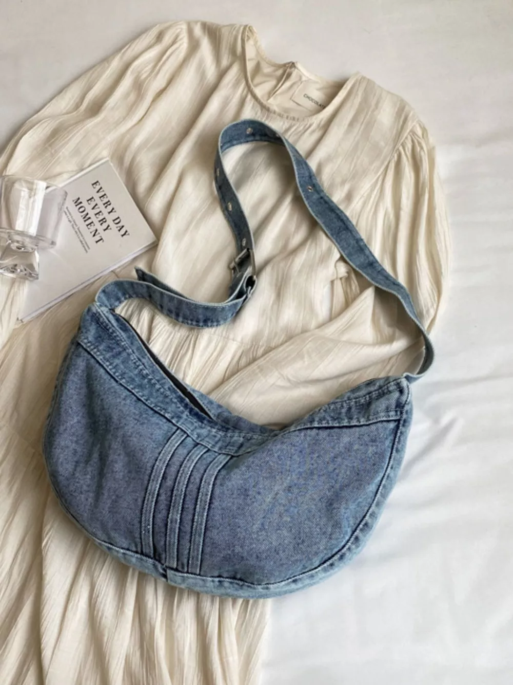 Denim Adjustable Strap Crossbody Bag, image 4