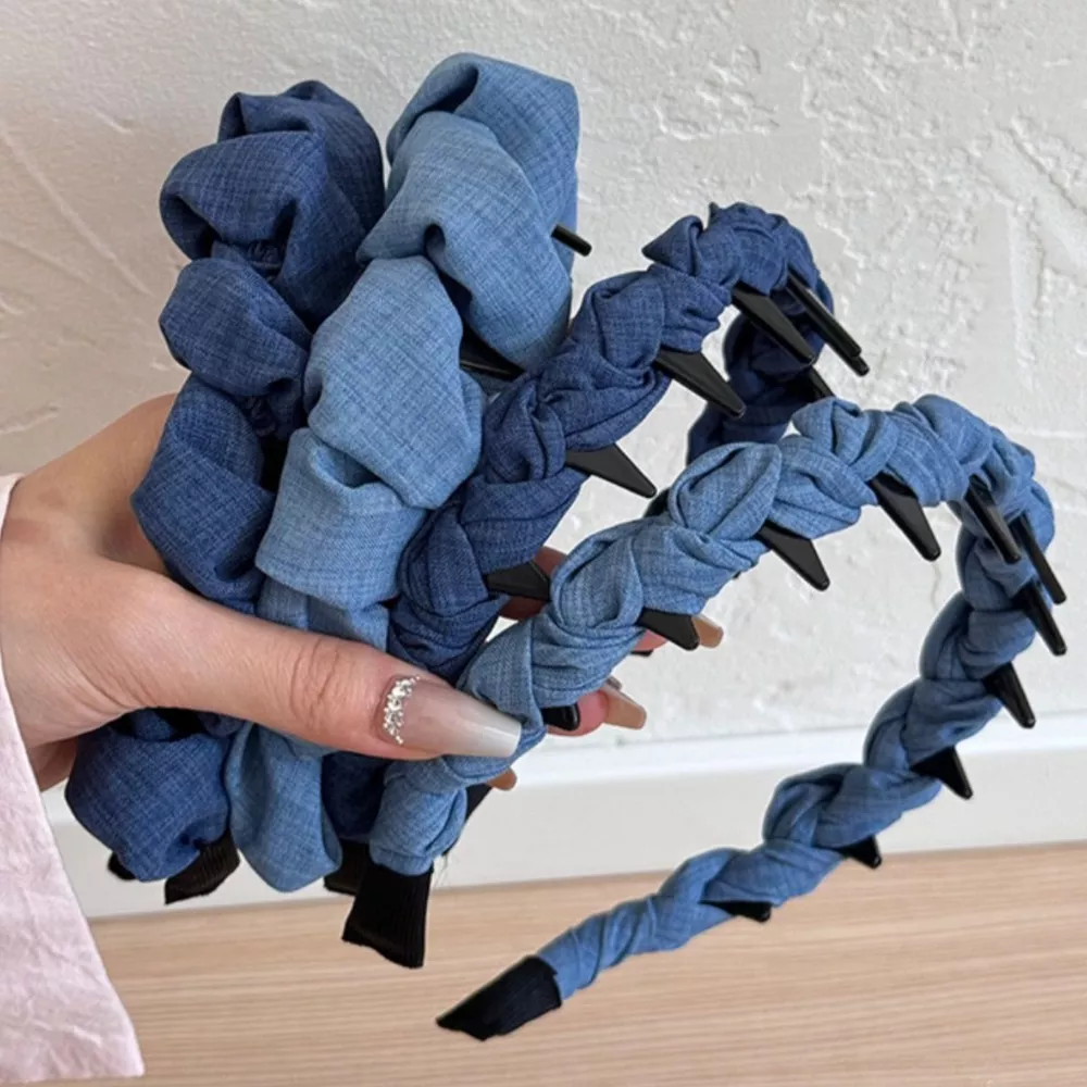 Denim Ruched Hair Headband