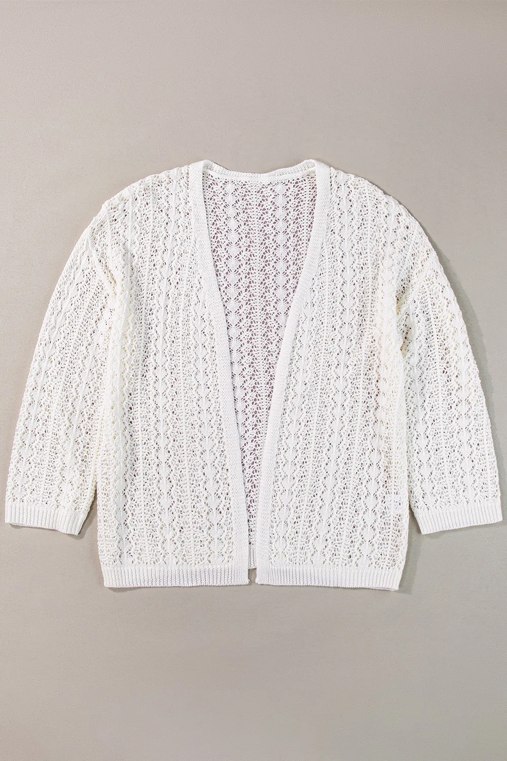 Openwork Open Front Dropped Shoulder Cardigan, image 5
