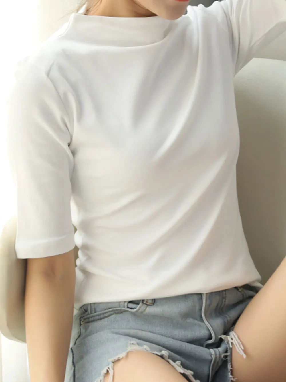 Solid Color Short Sleeve T-Shirt, image 9