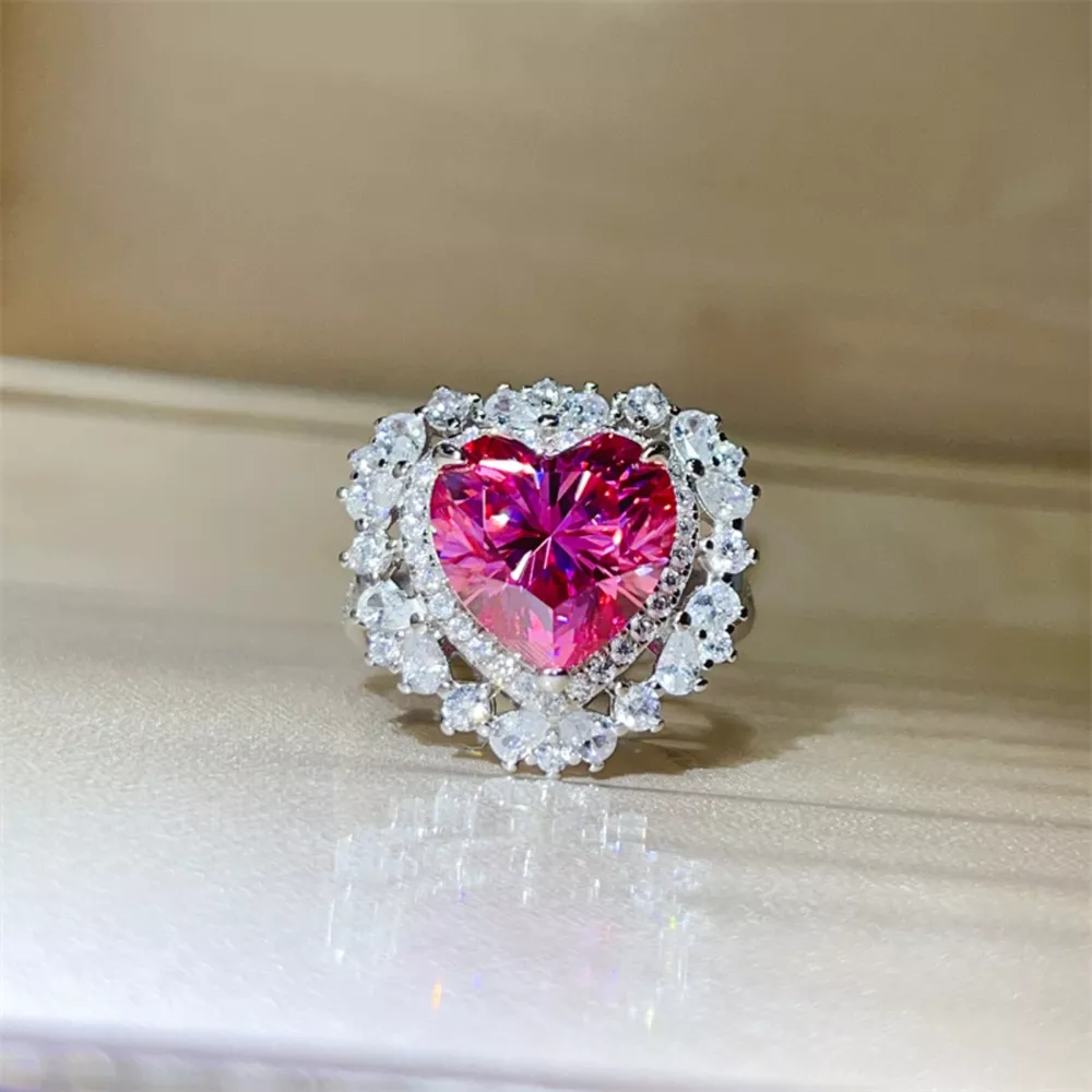 5 Carat Moissanite 925 Sterling Silver Heart-Shaped Ring, image 4