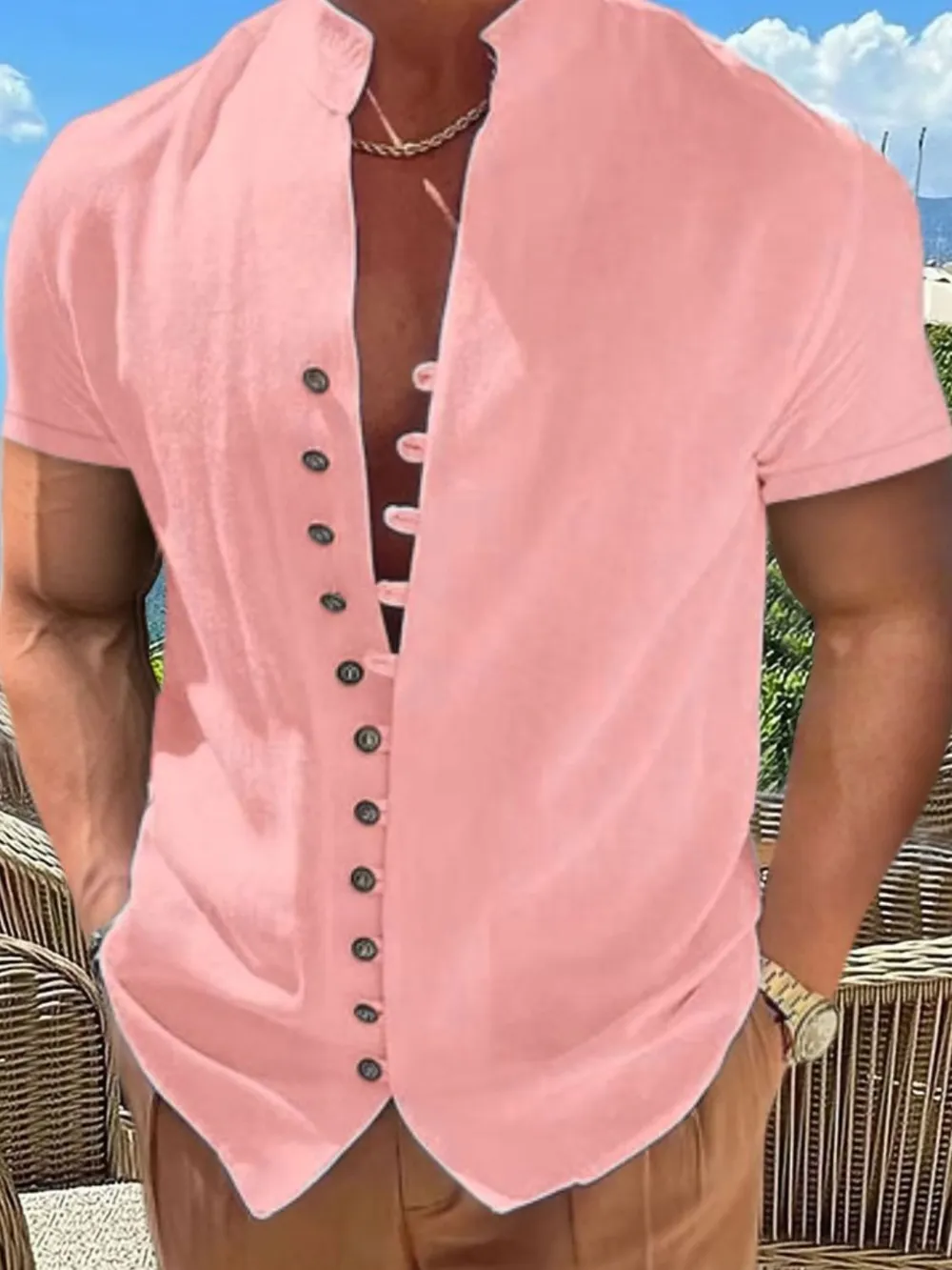 Men's Full Size Button Up Short Sleeve Shirt Plus Size, image 3