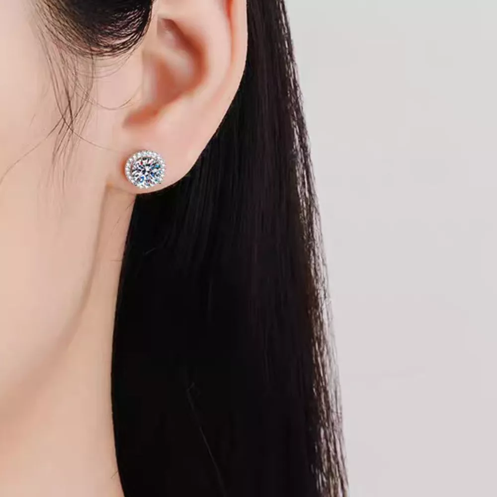1 Carat Moissanite 925 Sterling Silver Stud Earrings, image 6
