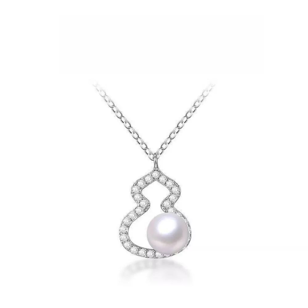 925 Sterling Silver Gourd Pearl Necklace, image 5