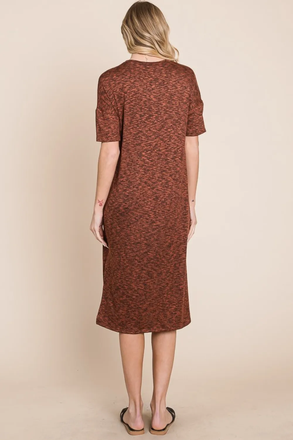 Round Neck Side Slit Midi Dress, image 2