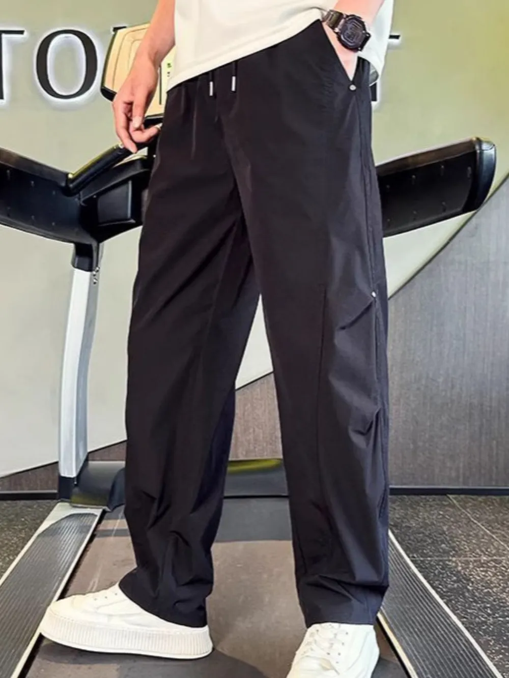 Men's Plus Size Drawstring Wide Leg Pants