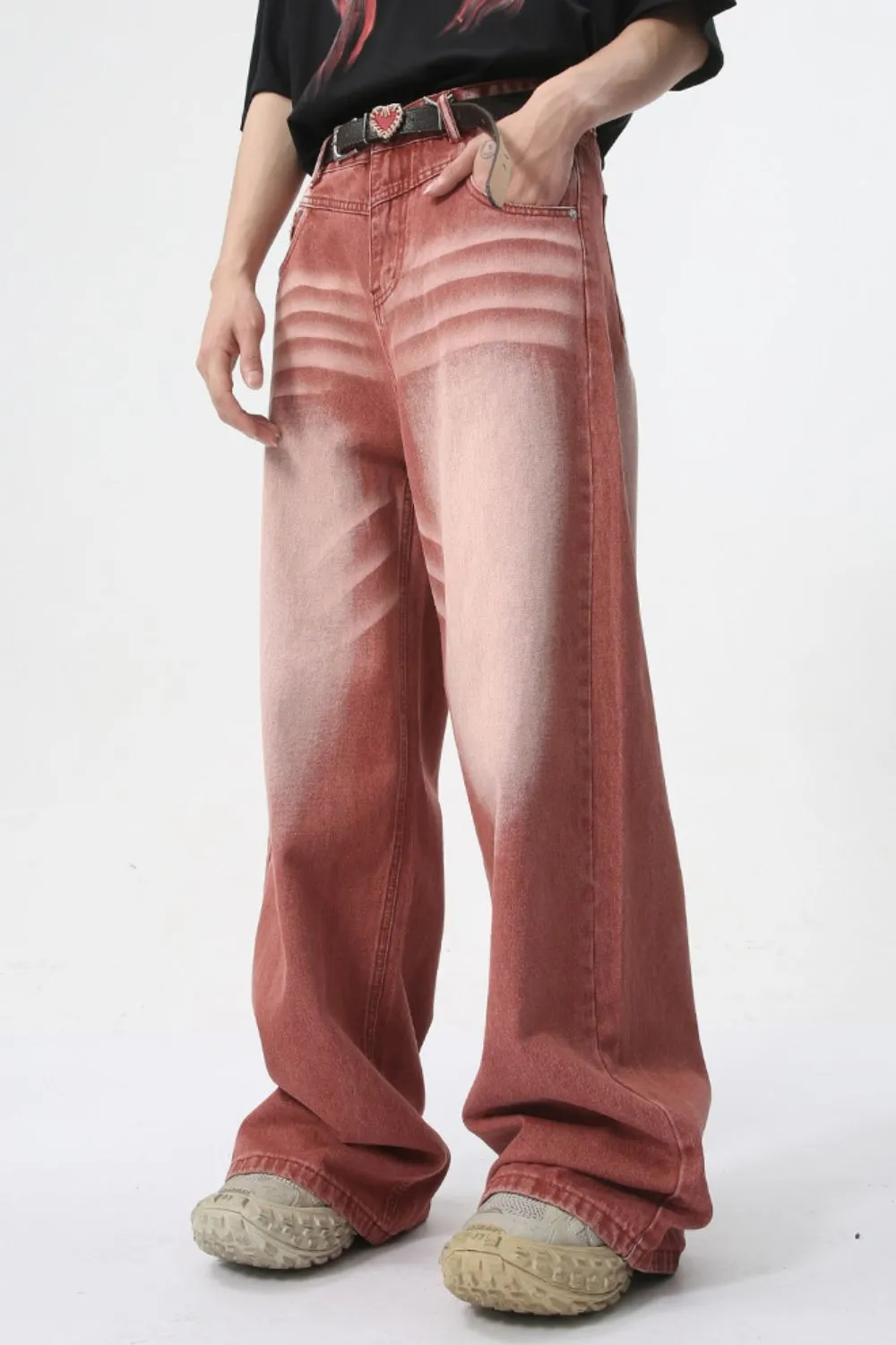 Men's Washed Wide Leg Jeans, image 3