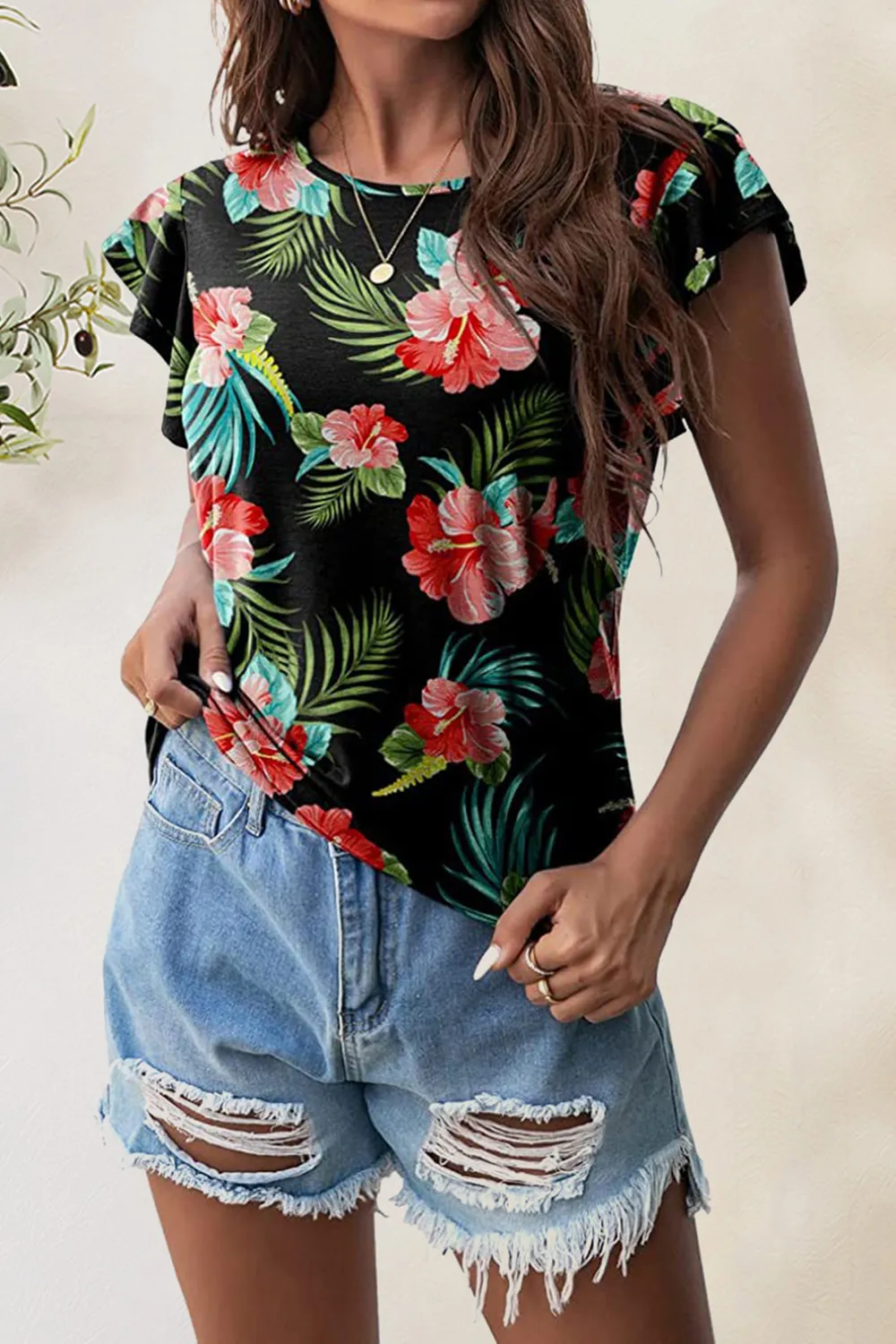 Printed Round Neck Short Sleeve T-Shirt, image 18