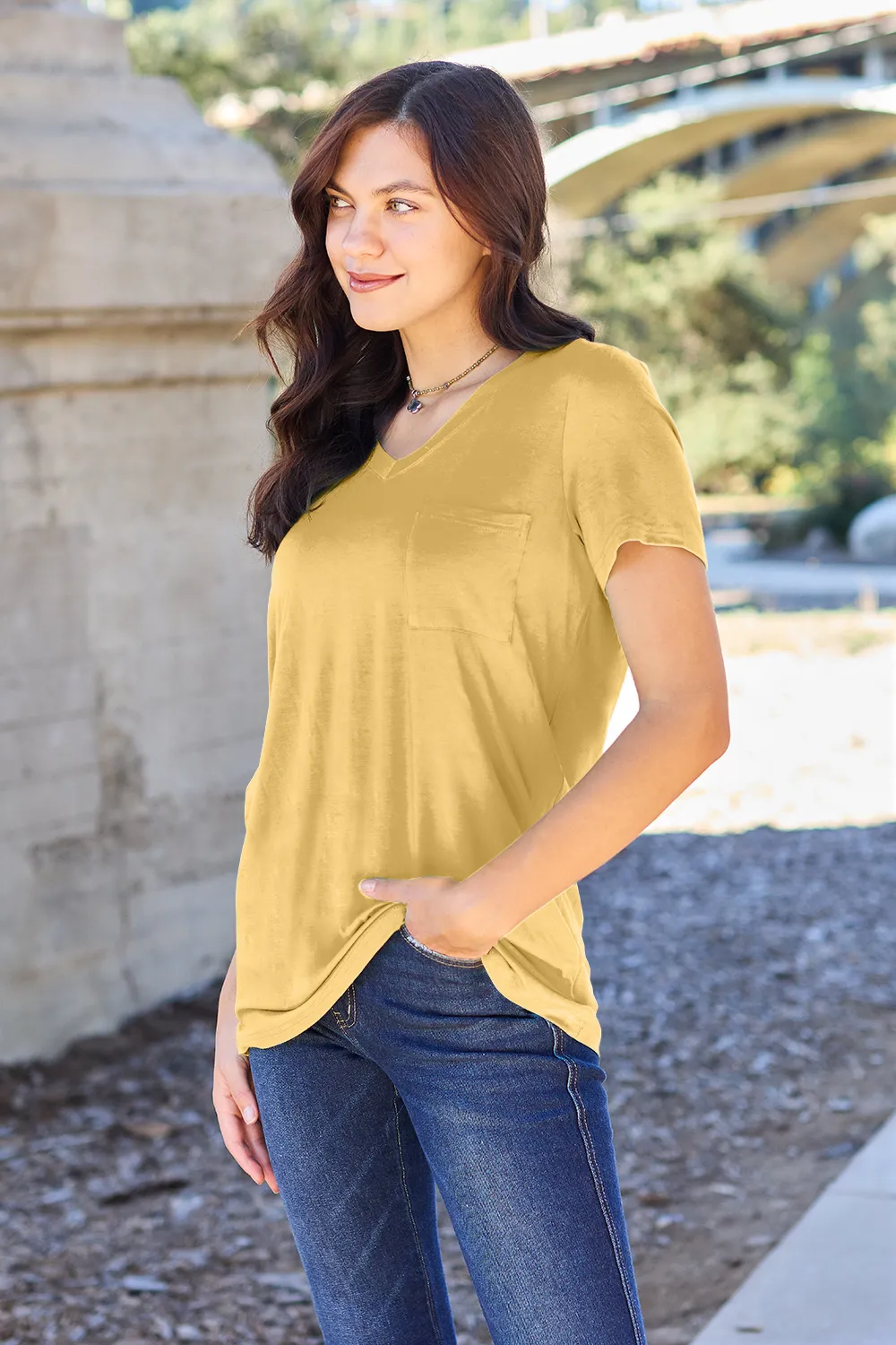 Bamboo Full Size V-Neck Short Sleeve T-Shirt, image 23