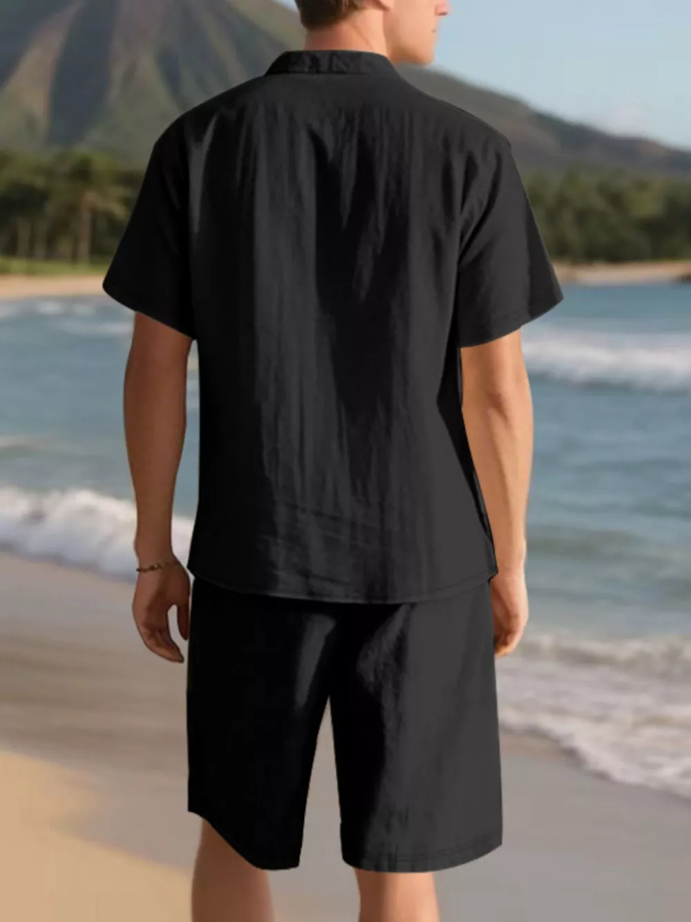 Men's Full Size Casual Button Up Shirt and Shorts Set Plus Size, image 4