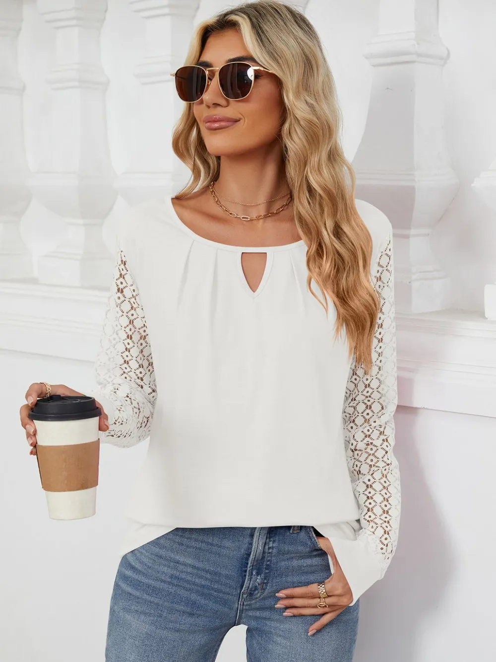 Cutout Round Neck Long Sleeve T-Shirt, image 18