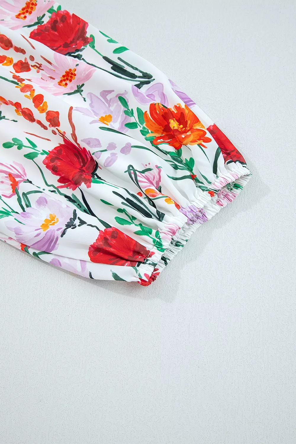 Floral Print 3/4 Puff Sleeve Ricrac Trim Mini Dress, image 9
