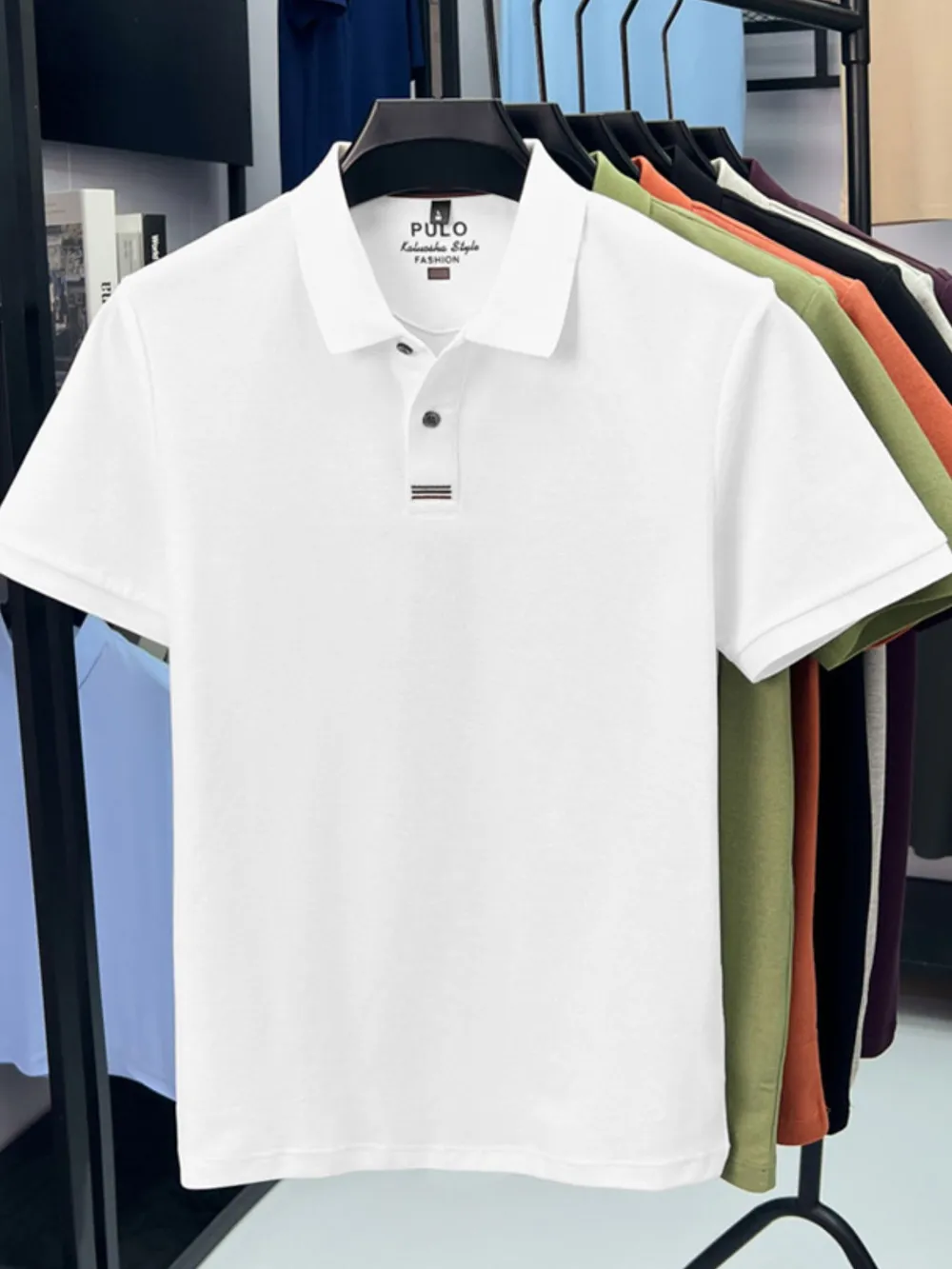 Men's Plus Size Button Detail Short Sleeve Polo, image 7