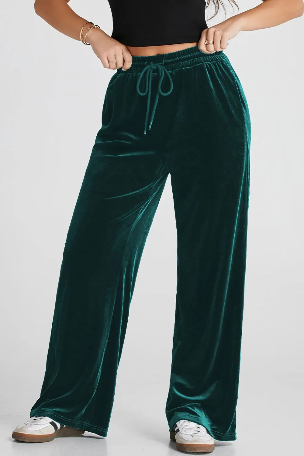 Drawstring Waist Wide Leg Active Pants, image 5