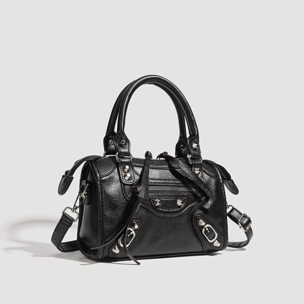 Motorcycle Style Studded Leather Crossbody Bag, image 3