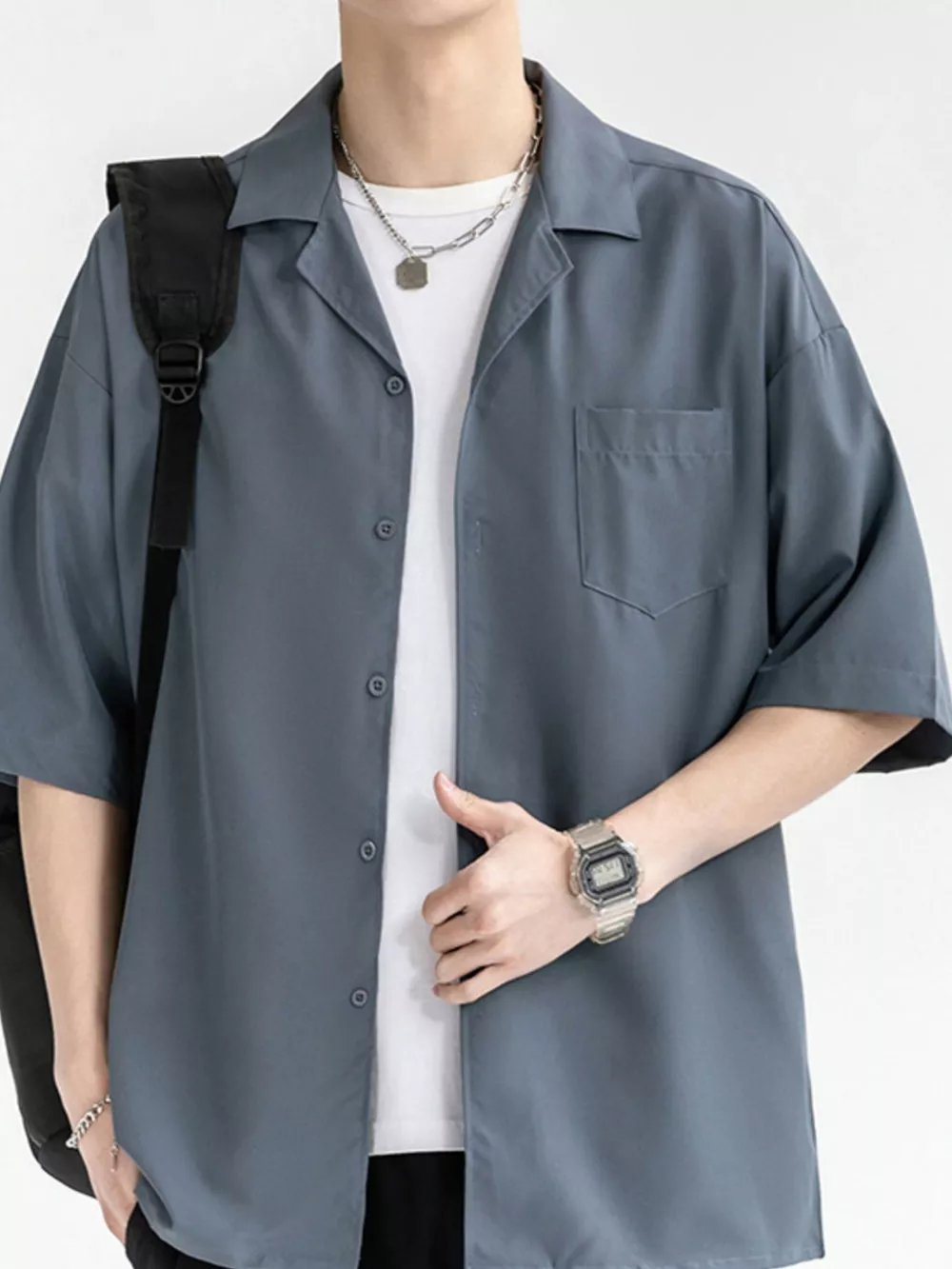Men's Plus Size Button Up Half Sleeve Shirt, image 6