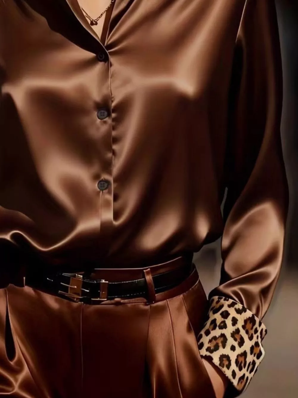 Leopard Button Up Long Sleeve Shirt, image 3