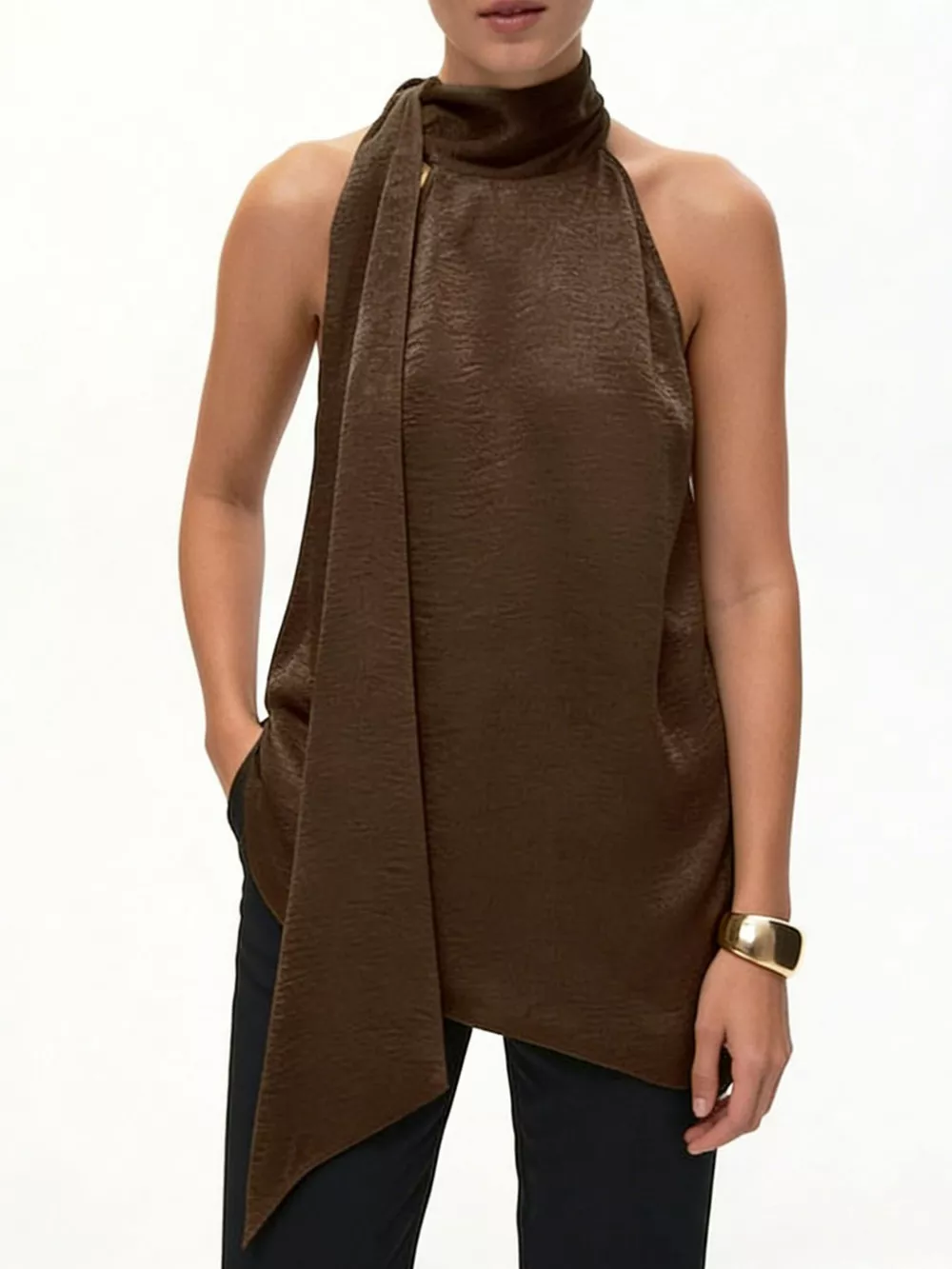 Elegant Halter Neck Asymmetrical Sleeveless Top, image 12