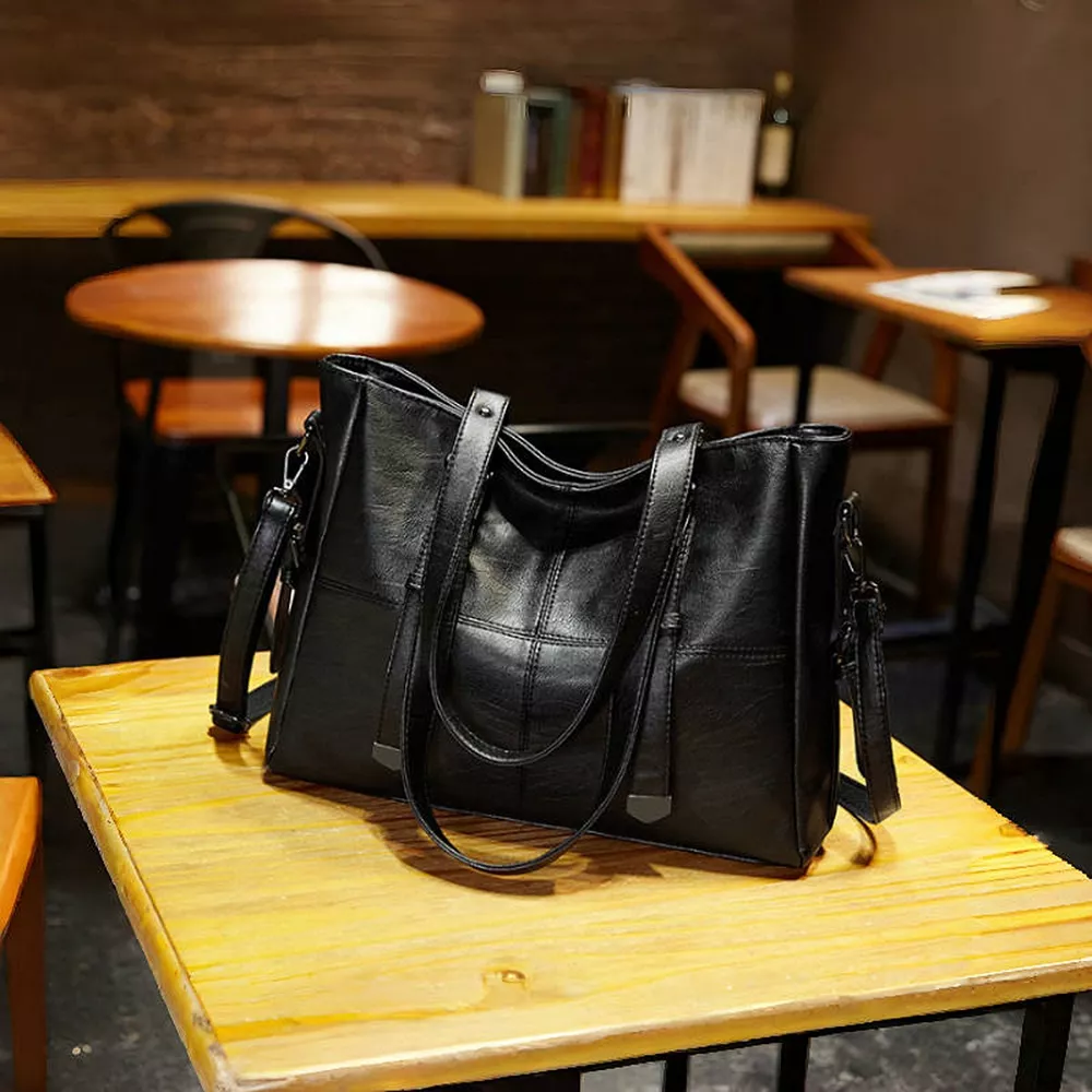 PU Leather Versatile Tote and Crossbody Bag Set, image 5
