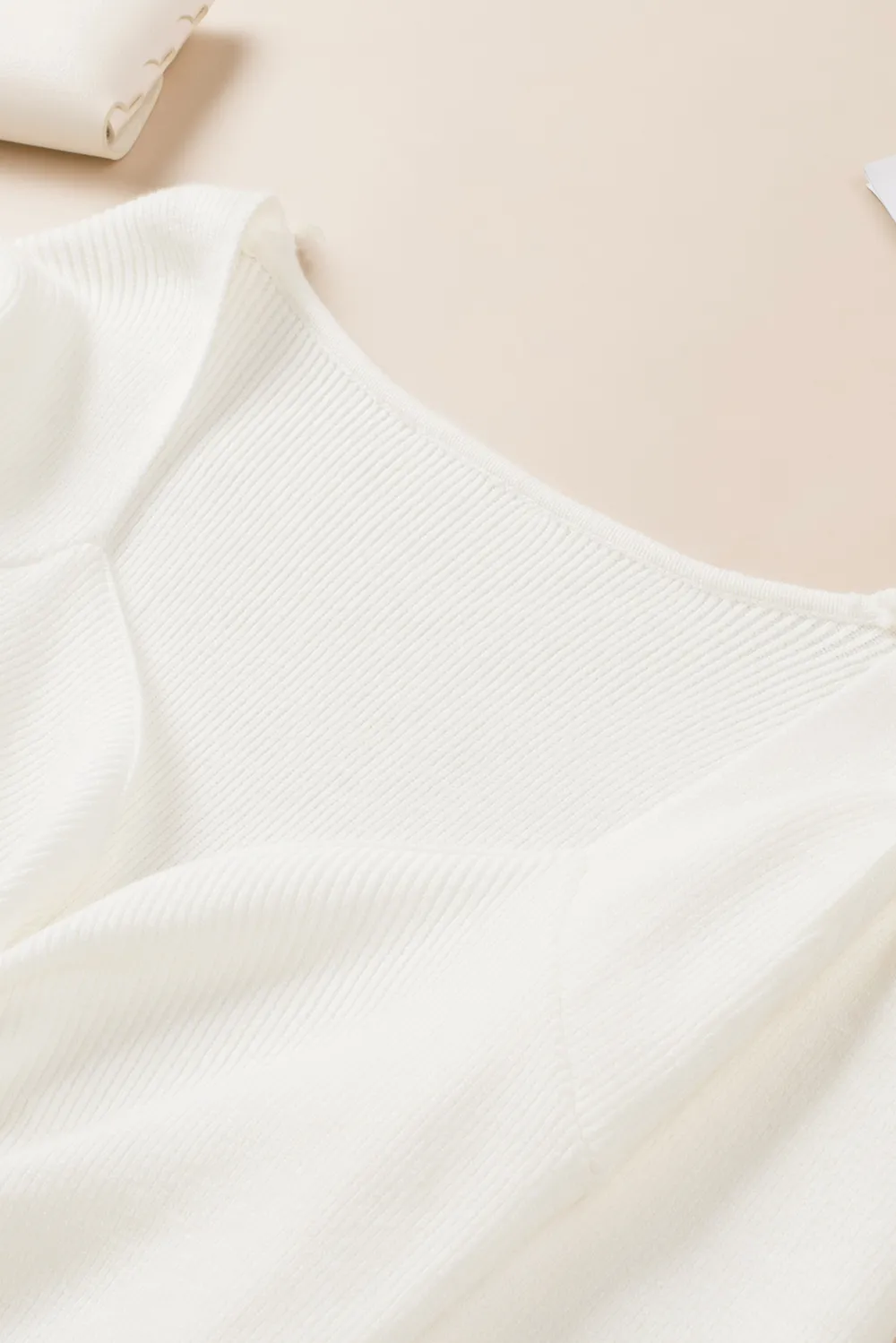 Ruched Sweetheart Neck Long Sleeve Sweater, image 7