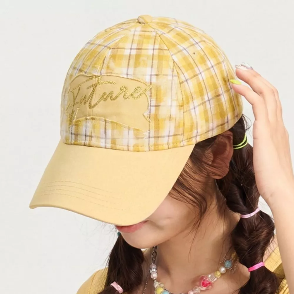 Plaid Baseball Cap with Sequin Detail, image 2