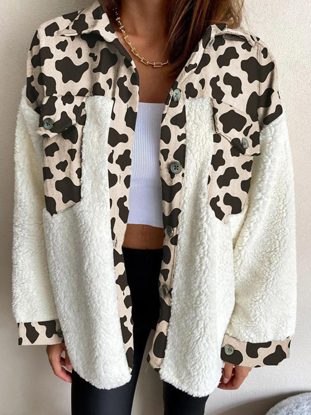 Fuzzy Button Up Long Sleeve Jacket, image 10