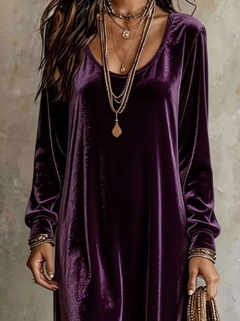 Velvet Maxi Dress with Flowy Hem, image 10